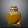 Orange Ceramic Jar With Cork Stopper Twine Tied Glossy Surface On Black Background