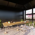 Black Framed Glass Sunroom With Interior Table Chairs And Exterior Grass Trees Blue Sky