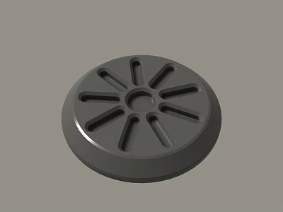 Gray Circular Mechanical Component With Central Hole And Radial Slots Design 3d model