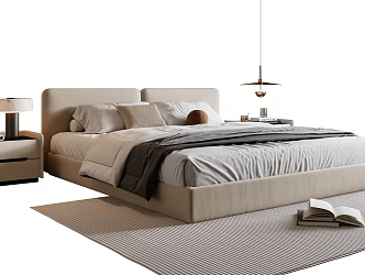 Modern Double Bed Fabric Double Bedside Chandelier Table Lamp Bedside Table Bedside Ornaments Metal Chandelier 3d model