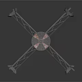 Quadcopter Drone Frame With Cross Shaped Metal Structure And Central Mounting Plate
