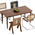 Middle style dining table and chair combination 3d model
