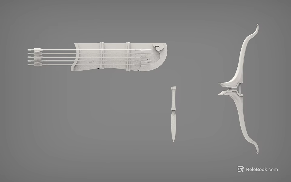 Ancient Weapons Collection Featuring Lyre Shaped Bow Dagger And White Models 3d model 