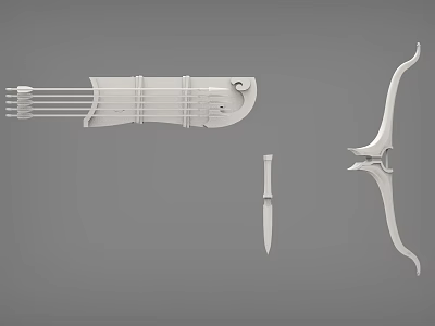 Ancient Weapons Collection Featuring Lyre Shaped Bow Dagger And White Models 3d model