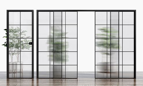 Modern sliding door glass door glass sliding door 3d model