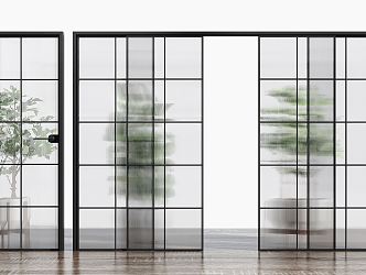 Modern sliding door glass door glass sliding door 3d model