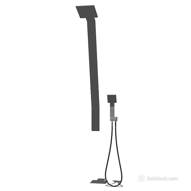 Modern Shower Head With Handheld Sprayer Adjustable Hose And Chrome Finish 3d model 