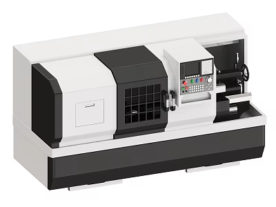 Industrial CNC Lathe Machine With Digital Control Panel And Precision Machining Components 3d model