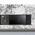 Modern TV Wall Interior Design With Marble Finish And Floating Shelves 3d model