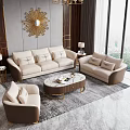 Elegant Beige Sofa Coffee Table Set With Gold Accents In Modern Living Room