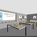 Huawei Retail Store Modern Interior With Product Display Counters And Shelves