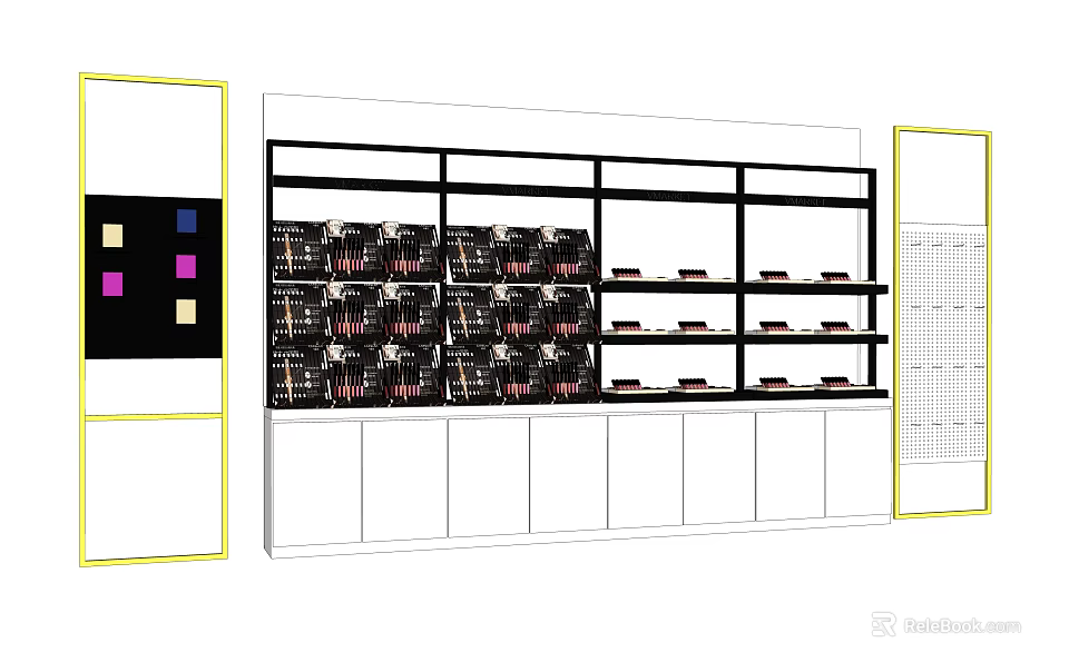 Modern Retail Display Shelves With Multiple Layers For Product Showcase 3d model 