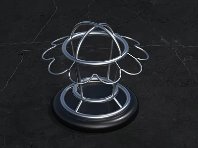 Commercial Metal Hanging Rack With Multi Hooks And Circular Base Design 3d model