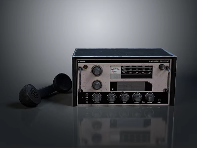 Vintage Weapon Control Panel With Knobs Dials And Black Handset 3d model