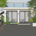 Modern Courtyard Garden Design With Outdoor Patio Seating Green Plants And Wooden Furniture