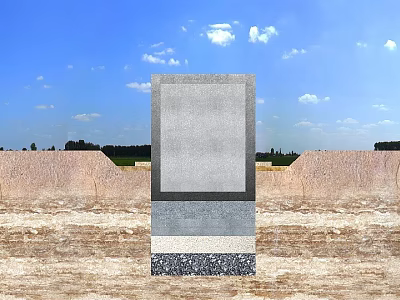 Cross Section View of Underground Soil Layers and Foundation Structure Under Blue Sky 3d model