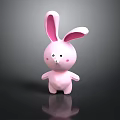 Pink Rabbit Toy 3D Model With Long Ears Round Face And Blush