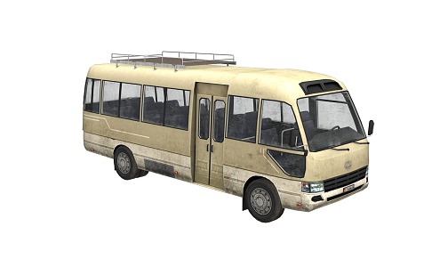 PBR old-fashioned bus 90 s township road transport medium bus short-distance bus short-distance passenger vehicle 3d model