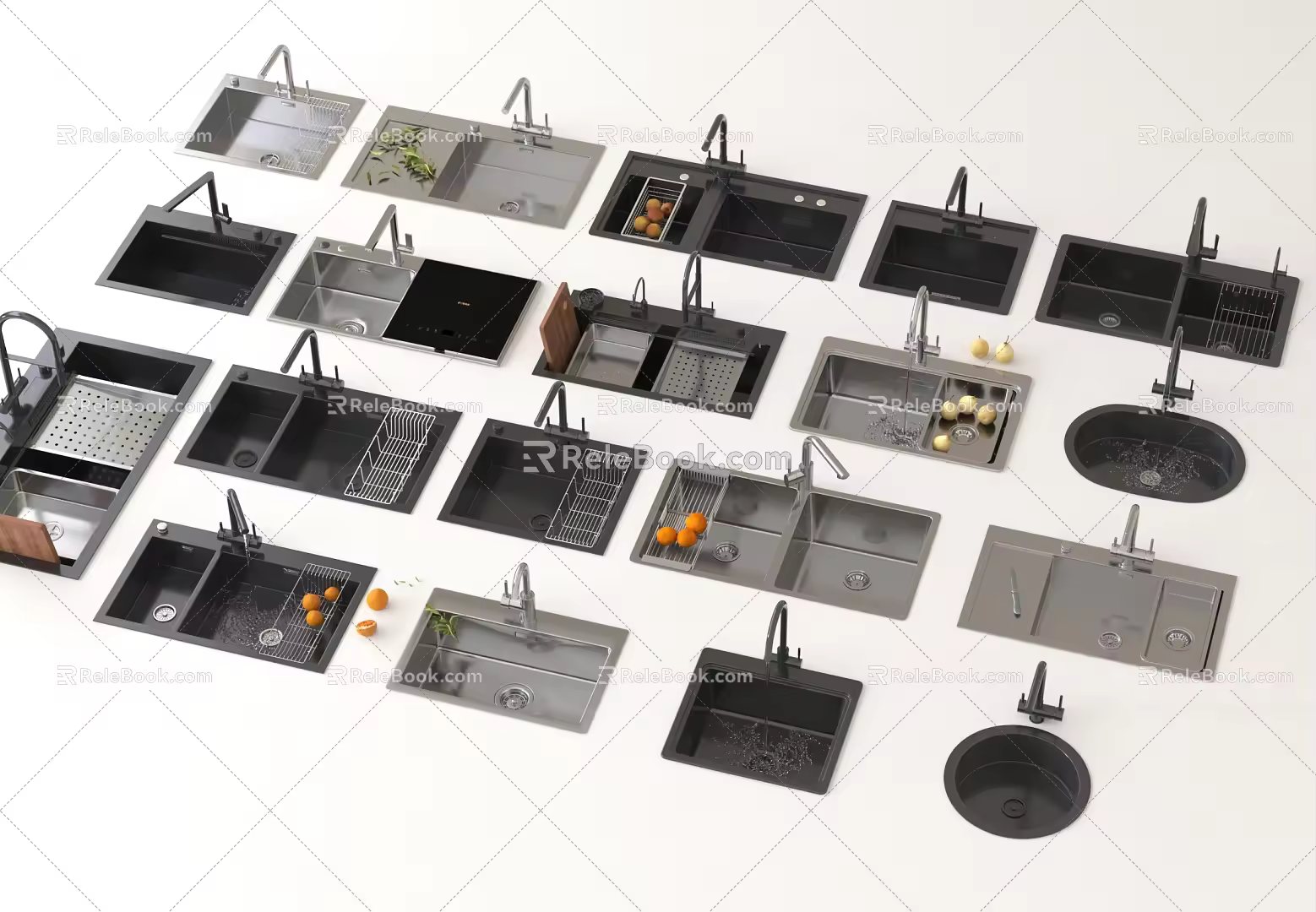 Modern sink vegetable basin embedded sink faucet 3d model
