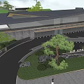 Modern Landscape Garden With Curved Pathway Greenery Trees Rocks And Modern Building Design