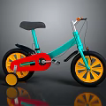 Kids Colorful Bicycle with Blue Frame Red Accents and Yellow Training Wheels