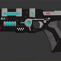 Futuristic Sci Fi Pistol With Black Body Blue Green Lights And Metallic Design Features