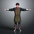 Man In Traditional Costume With Arms Outstretched Standing Against Gray Background