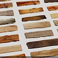 Various Types of Wood and Stone Samples Displayed with Natural Textures