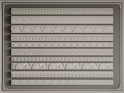 Various Decorative Gypsum Moldings With Intricate Patterns For Interior Decoration 3d model