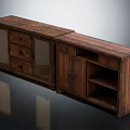 Modern Solid Wood TV Stand With Drawers Glass Doors Cabinets And Storage Space