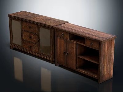 Modern Solid Wood TV Stand With Drawers Glass Doors Cabinets And Storage Space 3d model