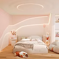 Playful Kids Room With Pink Walls Curved Design Soft Lighting Teepee And Wooden Floor