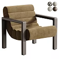 Modern Brown Suede Upholstered Single Sofa With Solid Wood Armrests For Cozy Living Room
