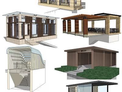 Modern Wooden Pergola Design With Open Roof And Climbing Garden Vines 3d model