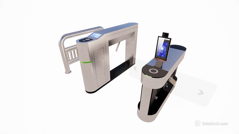 Modern Public Facility Turnstile With Smart Verification Terminal And Touch Screen 3d model 