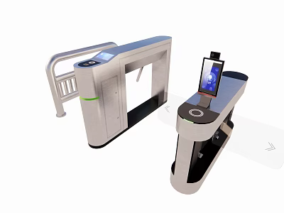 Modern Public Facility Turnstile With Smart Verification Terminal And Touch Screen 3d model