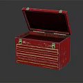Red Metal Toolbox With Open Lid And Multiple Drawers For Hardware Storage 3d model