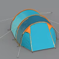 Blue Camping Tent With Orange Edges And Dome Design For Outdoor Use