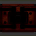 Red Industrial Storage Case With Grid Top And Black Metal Straps Design