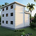 Classical Detached Villa With Stone Exterior Lawn Palm Trees And Front Steps