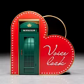 Heart Shaped Structure With Green Door Crown Emblem TRADITION Voice Lock Golden Frame Red Lights