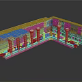Classical Architecture Model Featuring Columns Courtyard Tile Roof And Decorative Walls