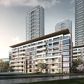 Modern Residential Buildings High Rise Mid Rise With Greenery Pedestrian Walkways And Contemporary Design