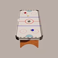 Stylish Air Hockey Table With Red Blue Strikers Puck And Curved Wooden Legs