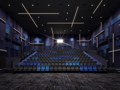 Modern Cinema Interior With Seats And Lighting 3d model