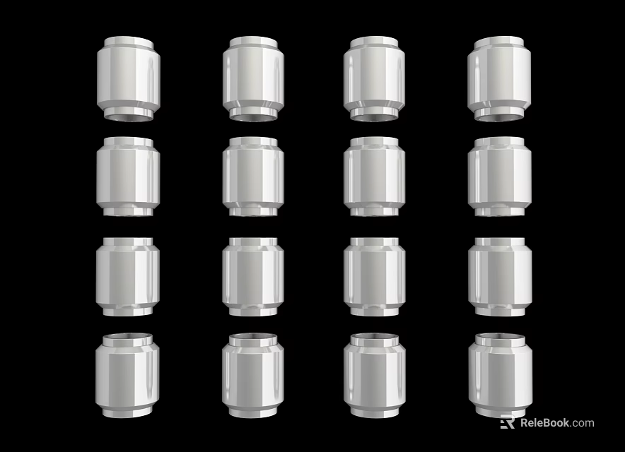 Hardware Tools Silver Socket Wrenches Neatly Arranged in Four Rows and Columns on Black Background 3d model 