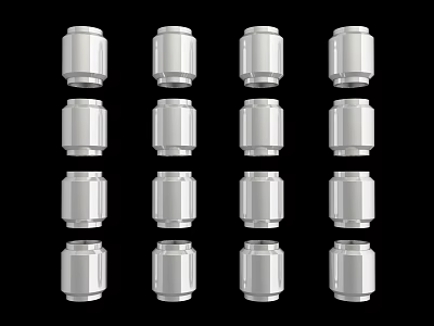 Hardware Tools Silver Socket Wrenches Neatly Arranged in Four Rows and Columns on Black Background 3d model
