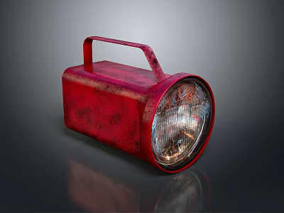 Rustic Red Vintage Furniture Lamp With Handle And Round Light Head Design 3d model