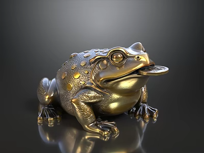 Golden Frog Decorative Ornament Set with Shiny Metallic Finish for Home Decoration 3d model