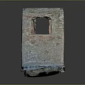 Ruined Cubic Architectural Structure With Weathered Brick Surface And Broken Openings